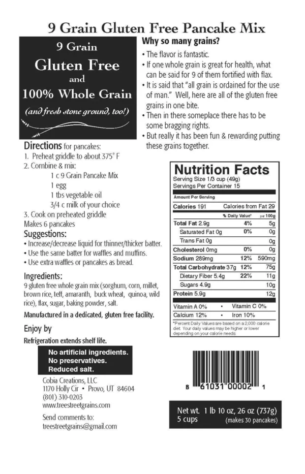 Gluten Free Pancake Mix Ingredients & Instructions